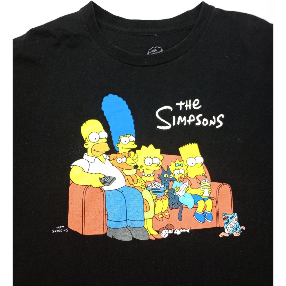 The Simpsons Family Couch Graphic‎ T Shirt Black Mens XL FOX Licensed Cotton